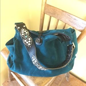 Teal suede Tylie Malibu handbag